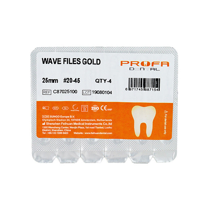 Double Edged Reciprocating Endodontic Files Niti M - Wire Gold Material #20-45